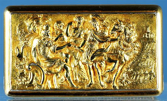 A good George III silver gilt snuff box, Length 80mm Width 55mm Weight 6.4oz/181grm